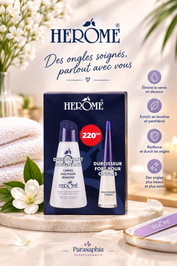 HERÔME – Coffret Soin des Ongles (Durcisseur Fort + Dissolvant Soignant)