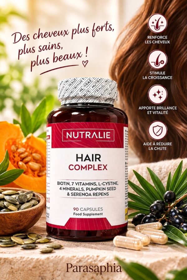 nutralie hair complex complement de 90 capsules NUTRALIE – Hair Complex Complément Alimentaire Cheveux (90 Gélules)